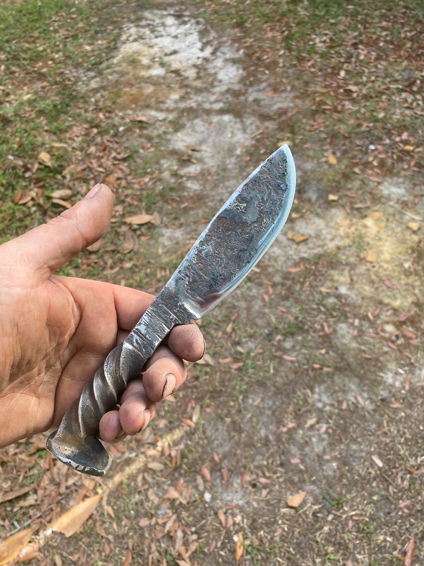 Hand forged RR spike knife