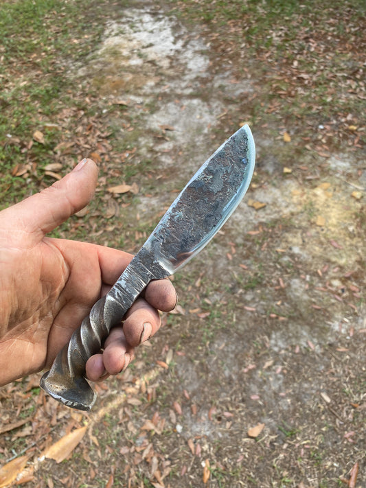 Hand forged RR spike knife